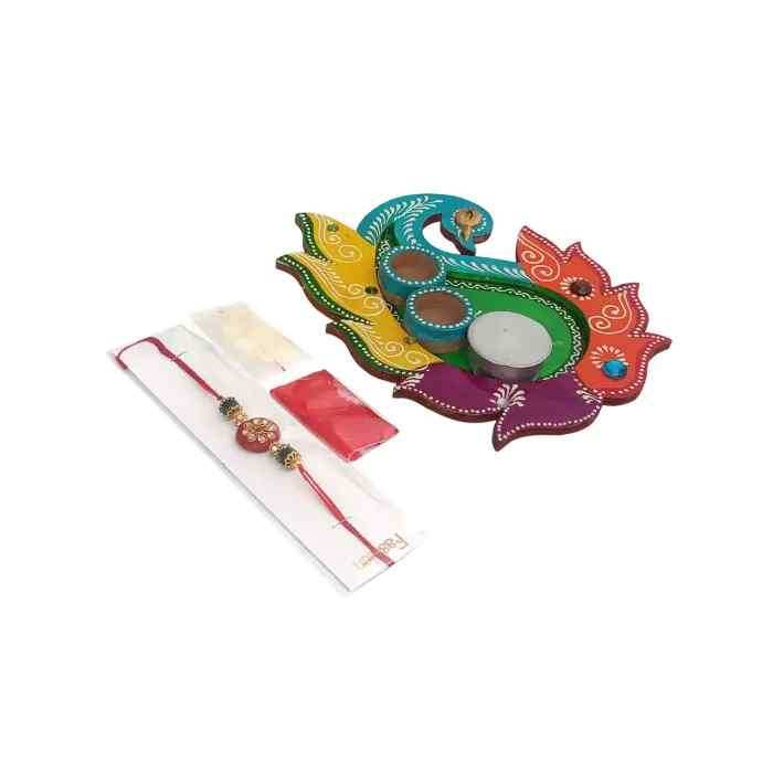  Kavyshilp Handmade One Rakhi Platter For Rakhshabhandan A Beautiful Rakhi With Diya, Roli Chawal